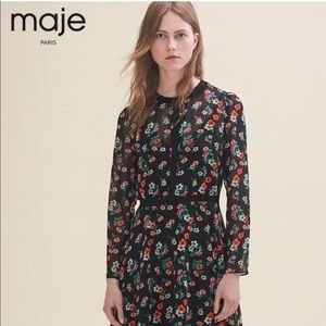 Maje Rayon Chiffon Floral Print Dress